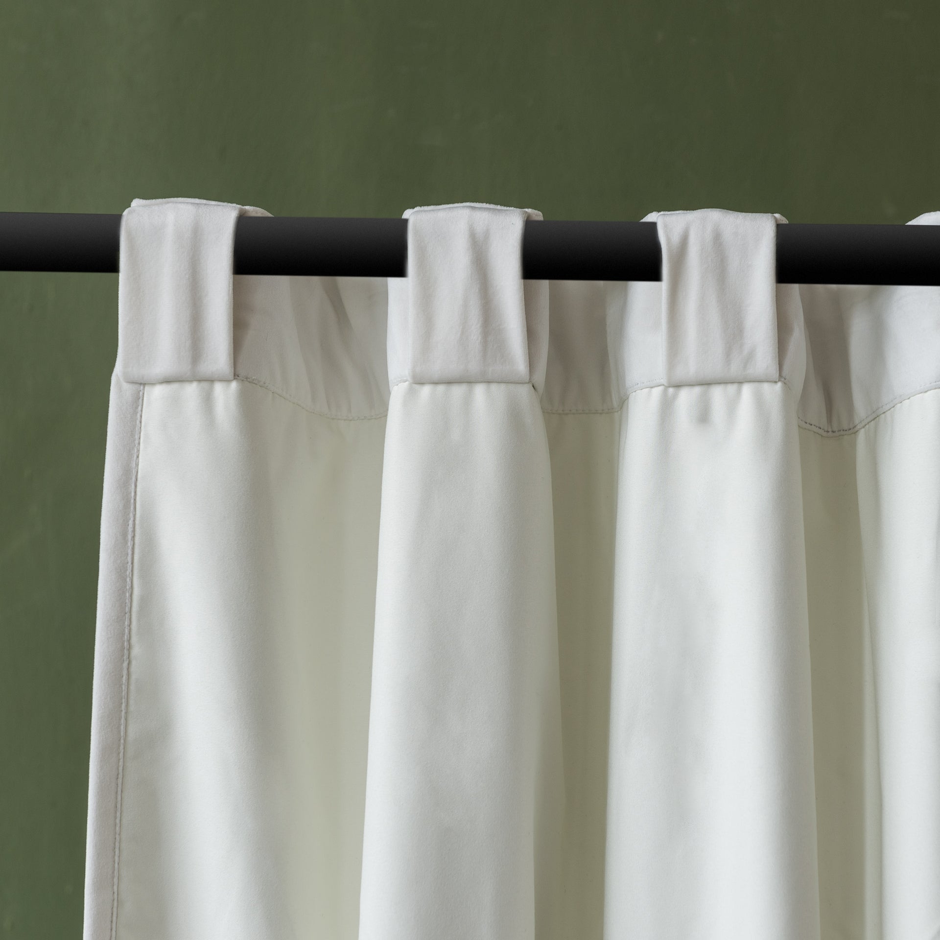Off-White Velvet Blackout Back Tab Curtain