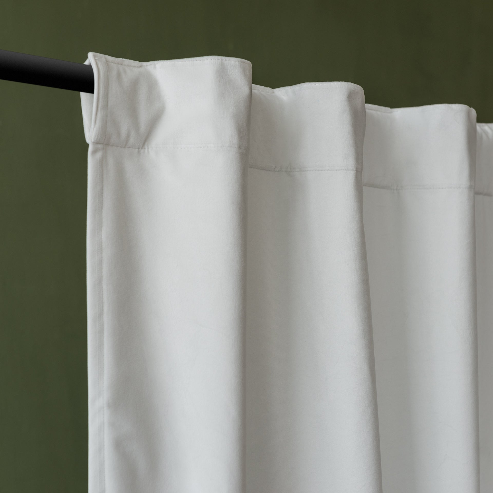 Off-White Velvet Blackout Back Tab Curtain