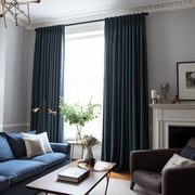 Peacock Linen Blackout Double Pinch Pleat Curtain Panel - Custom Width and Length