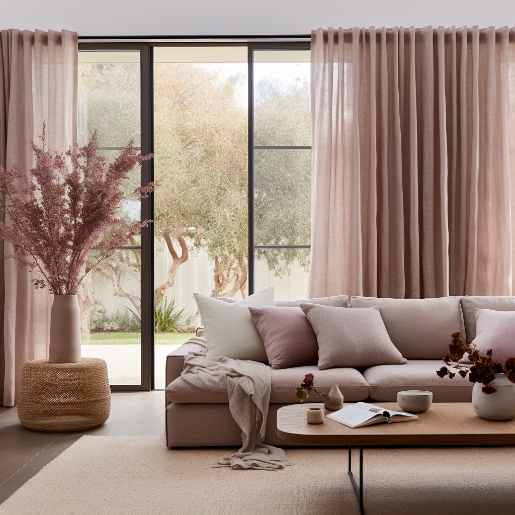Dusty Pink Linen Back Tab Curtain with Cotton Lining - Custom Sizes & Colors