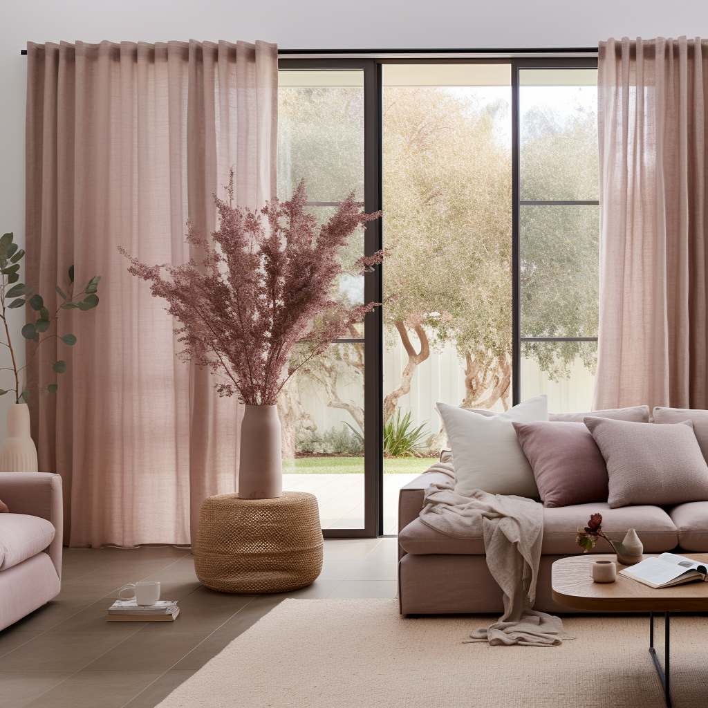 Dusky Pink Linen Back Tab Curtain Panel - Custom Sizes and Colours