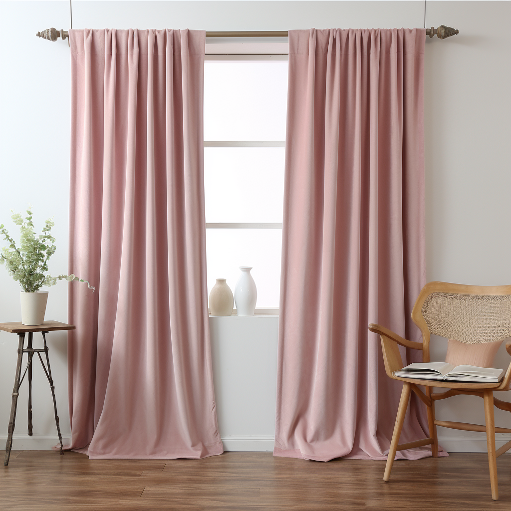 Pink Velvet Rod Pocket Curtain