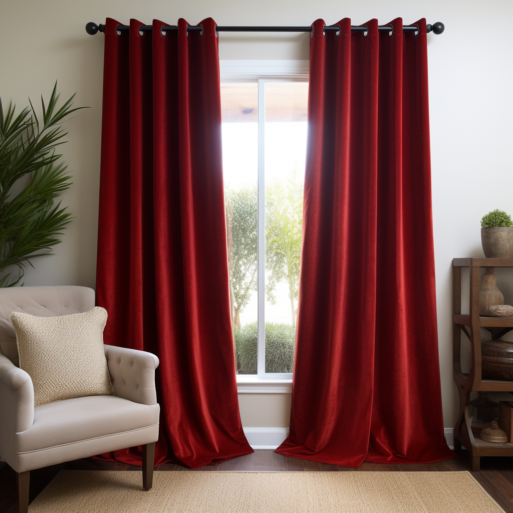 Classic Red Velvet Grommet Curtain