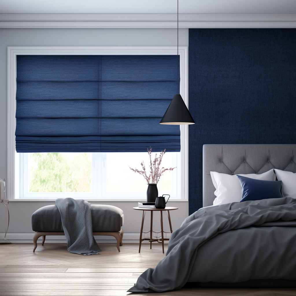 Royal Blue Cotton Roman Blinds