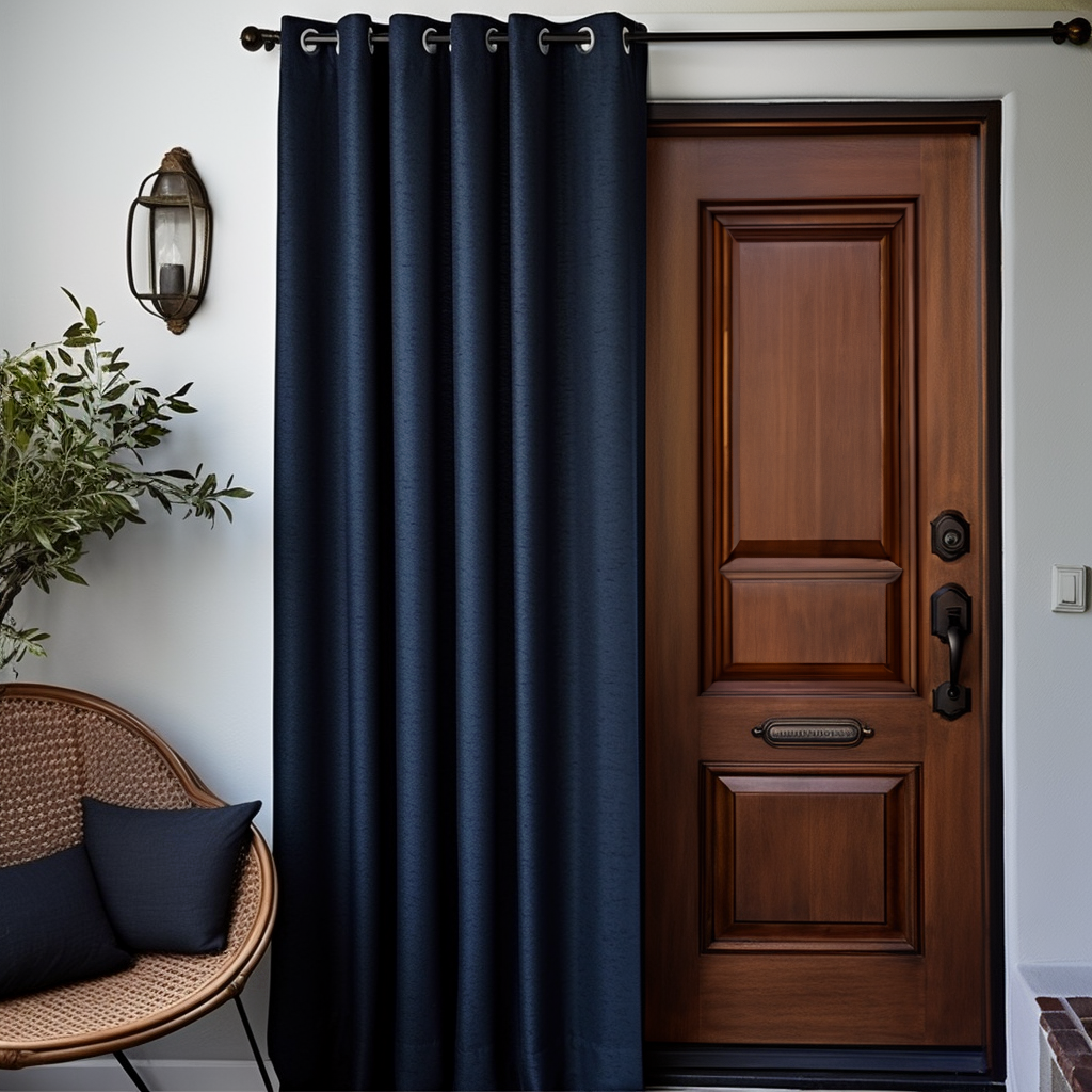 Royal Blue Eyelet Thermal Door Curtain 