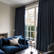 Royal Blue Linen Blackout Double Pinch Pleat Curtain Panel - Custom Width and Length
