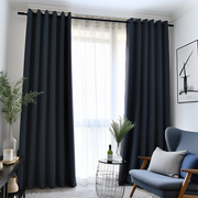 Blue Thermal Insulated Total Blackout Eyelet Linen Curtain - Custom Width and Length, Color: Royal Blue