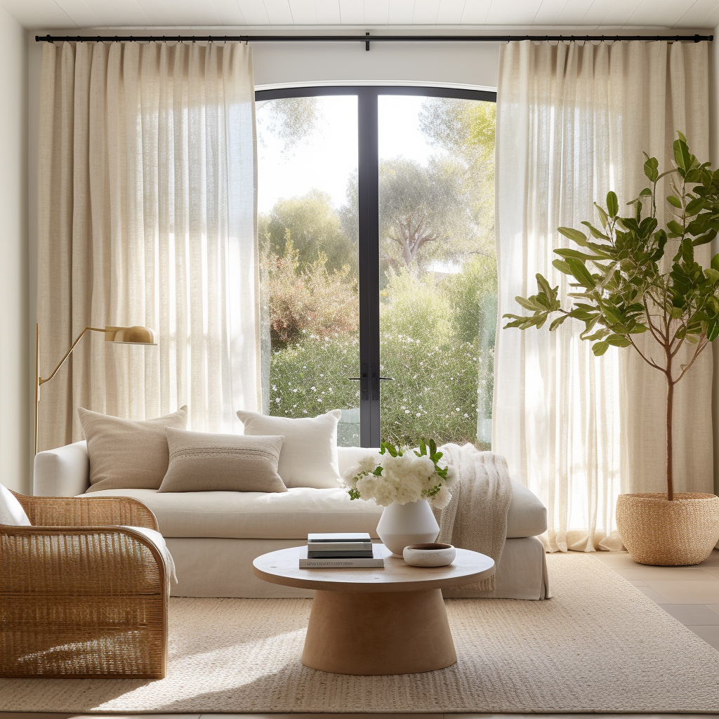 S-Fold Linen Curtain Panel for Living Room with Cotton Lining
