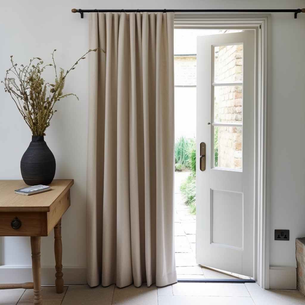S-Fold Thermal Insulated Total Blackout Door Linen Curtain