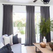 S-fold Charcoal Grey Linen Curtain Panel - Custom Sizes & Colours