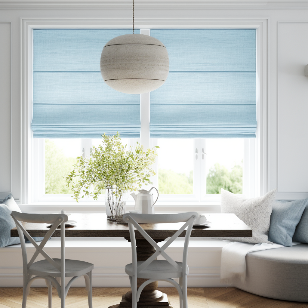 Sky Blue Cotton Roman Shades