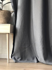 Solid Rod Pocket Single Flax Linen Curtain Panel with Blackout Lining - Room Darkening Lined Panels - Ruffled Header and Easy Installation