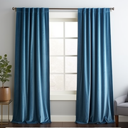 Steel Blue Velvet Blackout Back Tab Curtain