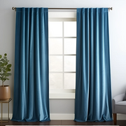 Steel Blue Velvet Back Tab Curtain