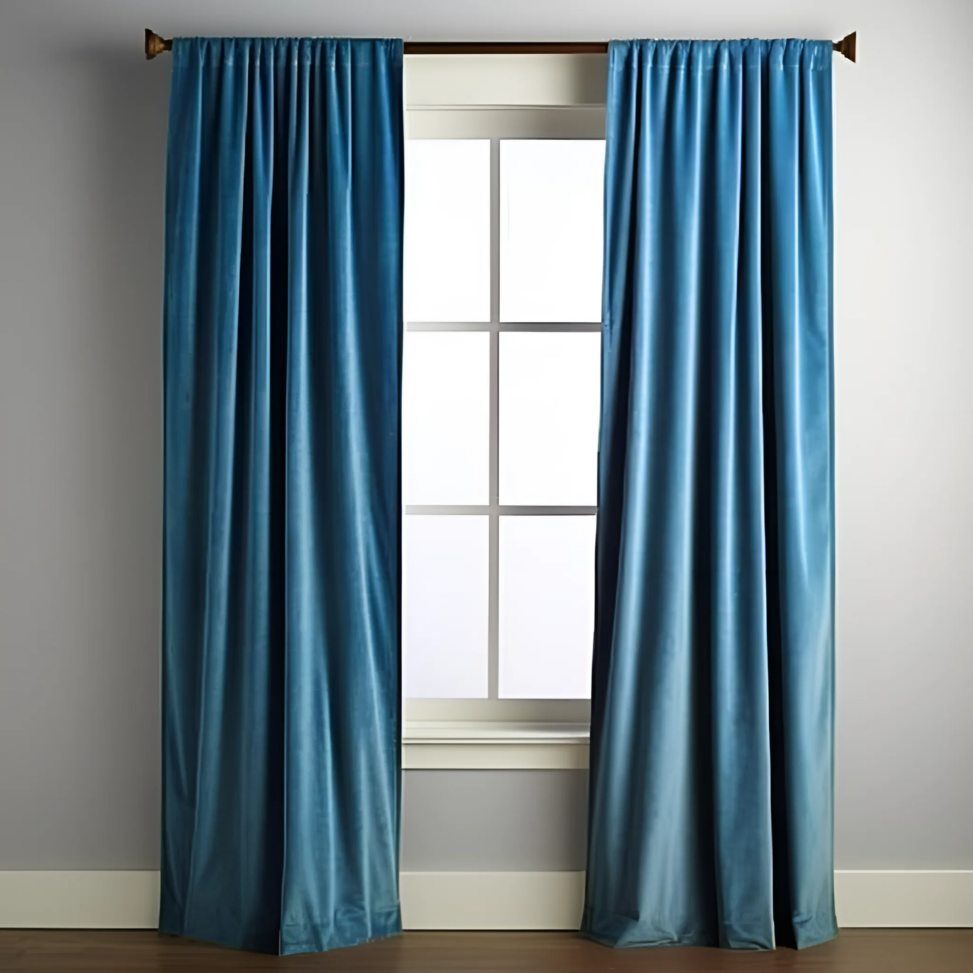 Steel Blue Velvet Blackout Rod Pocket Curtain