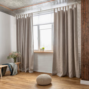 Linen Tab Top Blackout Curtain Panel with Lining