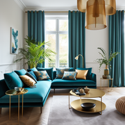 Teal Eyelet Blackout Velvet Curtain Panel - Custom Width and Length Info