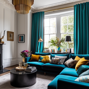 Teal Velvet Blackout Back Tab Curtain Panel - Custom Width and Length