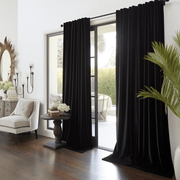 Thermal Velvet Back Tabs Blackout Curtain Panel for Patio Sliding Doors