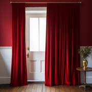 Velvet Thermal Insulated Door Curtain in Classic Red Colour