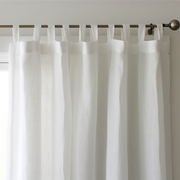 White Linen Curtain Panel - Custom Width, Custom Length - Tab Top Heading, White Colour