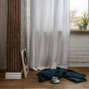 White Linen Curtain Panel - Custom Width, Custom Length - White Colour