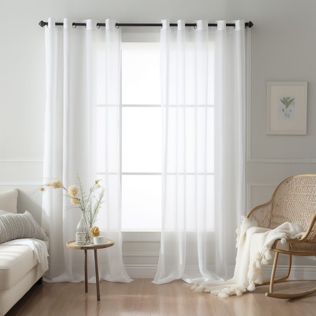 White Linen Voile Curtain With Eyelets - Unlined Sheer Curtain Panel