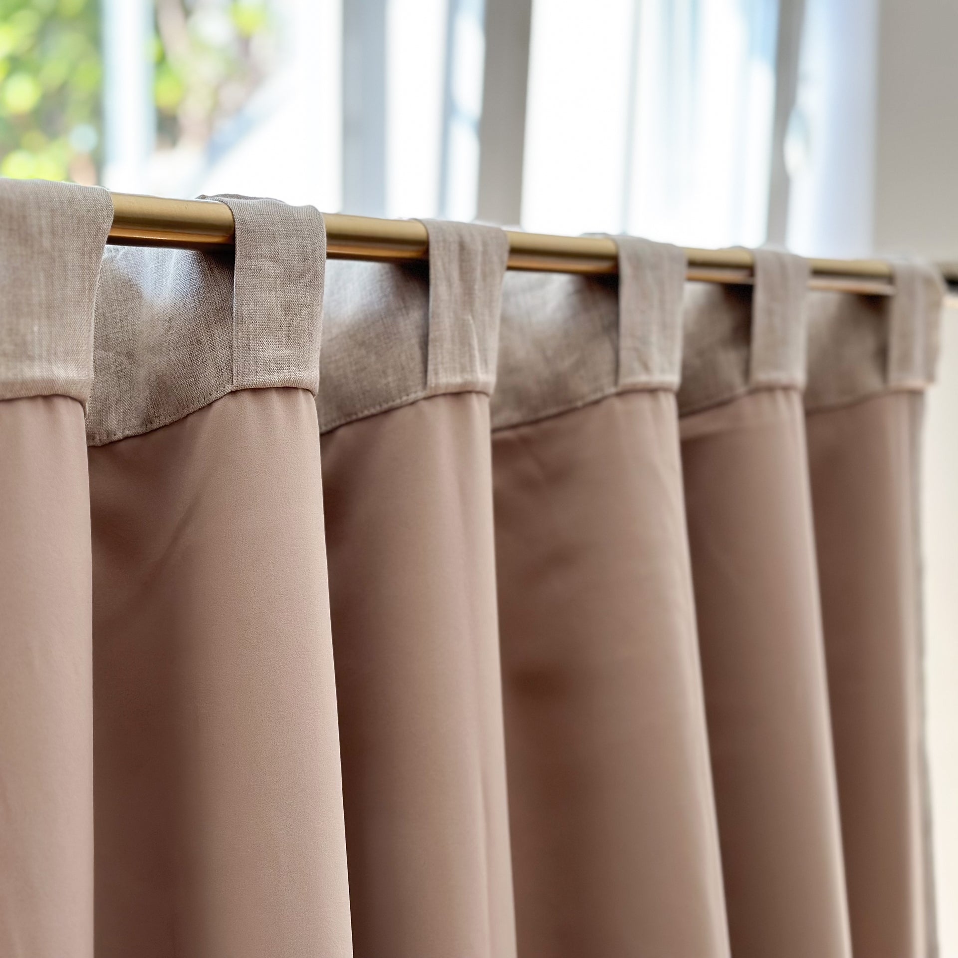 Linen Back Tabs Curtains with Blackout, Back Side