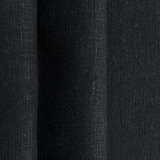 S-fold Black Linen Curtain Panel with Blackout Lining - Heading for Rings and Hooks