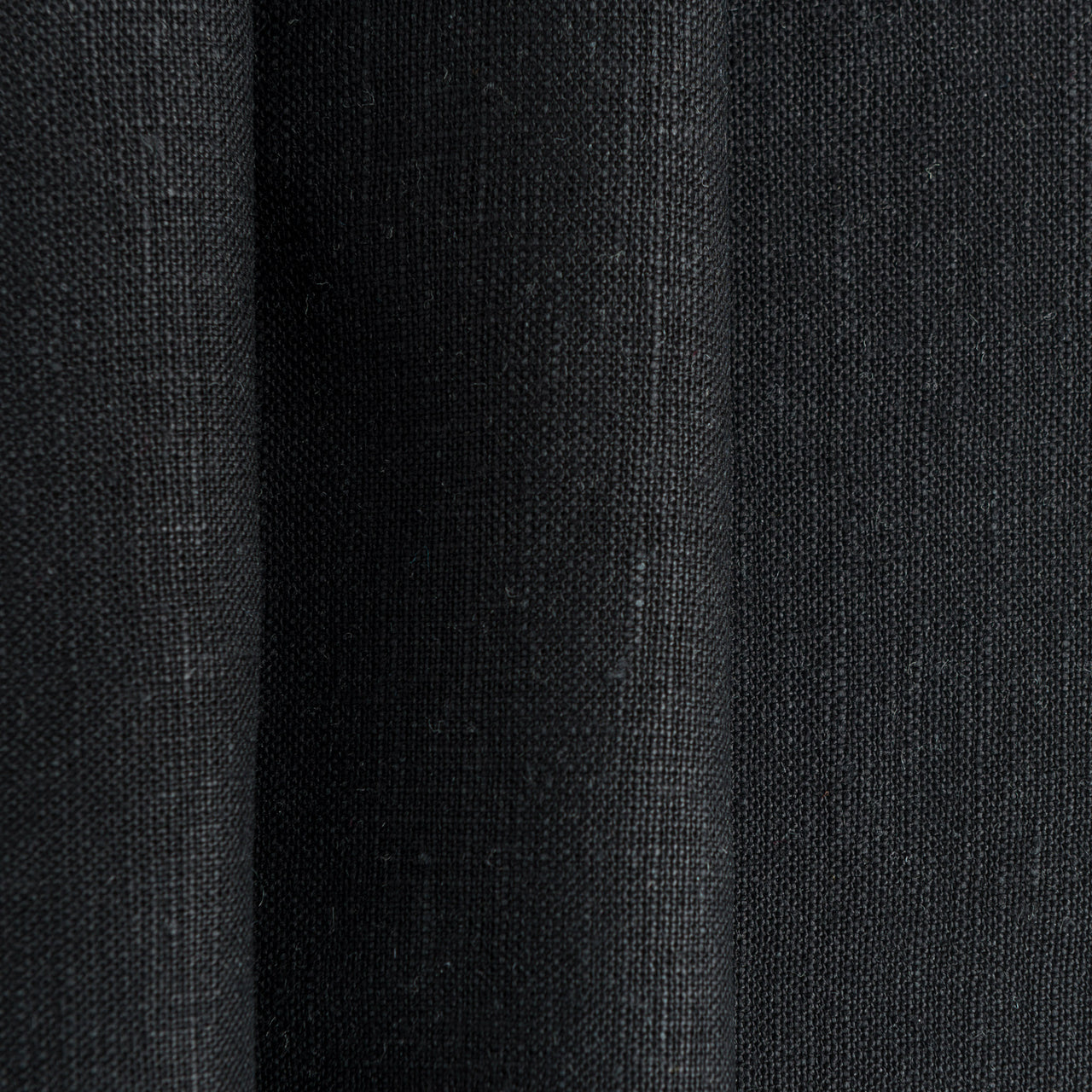 Black Pencil Pleat Linen Curtain Panel - Custom Lining - Custom Width and Length
