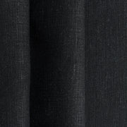 Black and White Color Block Back Tab Linen Curtain Panel - Custom Width and Length, Color: Black
