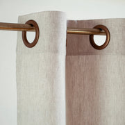 Eyelet Linen Curtain Panel with Cotton Lining, Bronze Eyelets