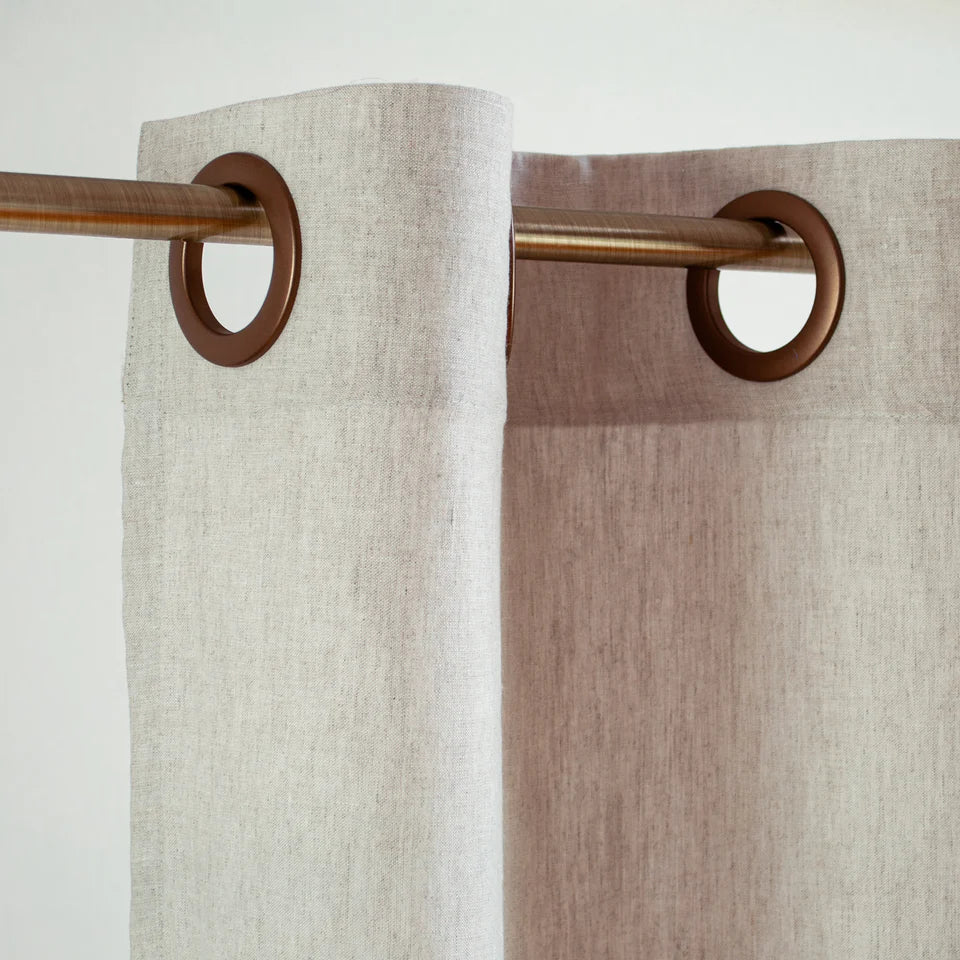 Eyelet Linen Curtain Panel with Cotton Lining