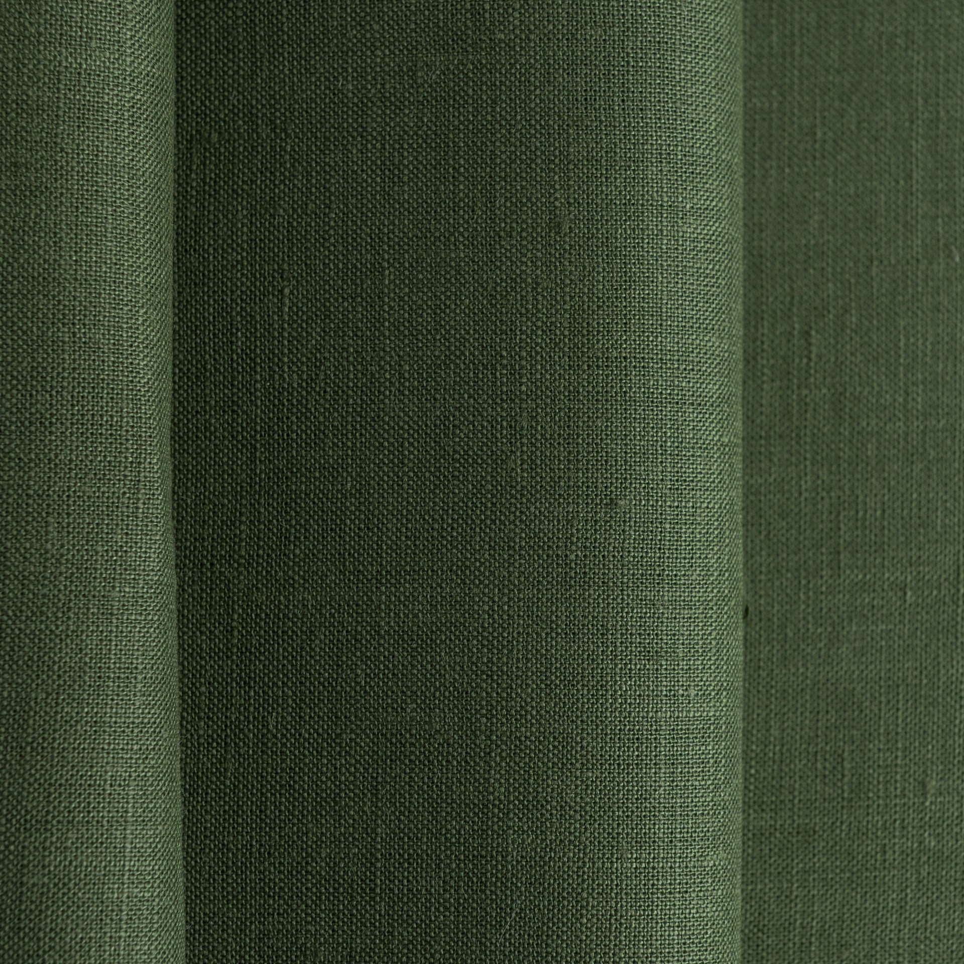 Green Pencil Pleat Linen Curtain Panel - Custom Lining - Custom Width and Length