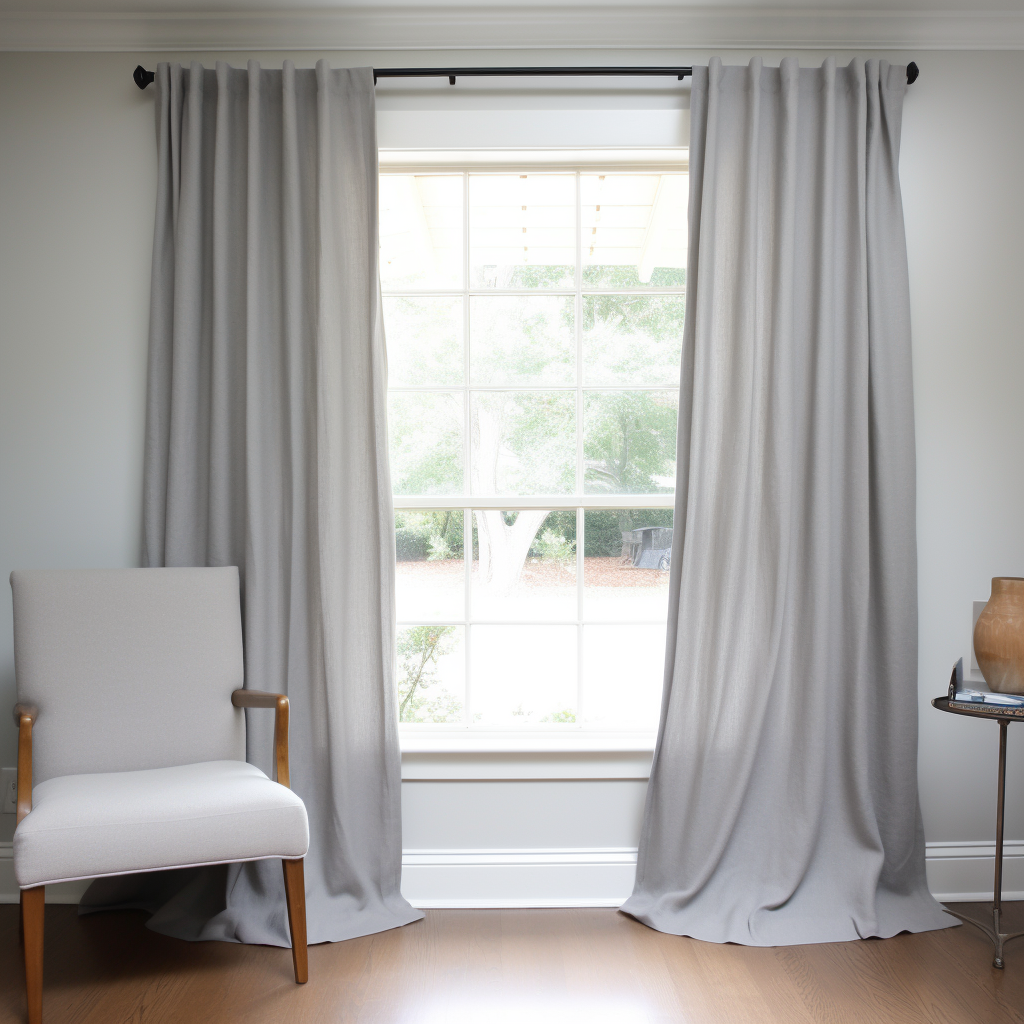 Grey Blackout Linen Back Tab Curtain Panel - Custom Width and Length