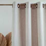 Eyelet Linen Curtain Panel with Blackout Lining - Grommet Curtain, Color: Natutal