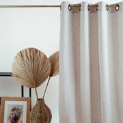 Eyelet Linen Curtain Panel with Cotton Lining