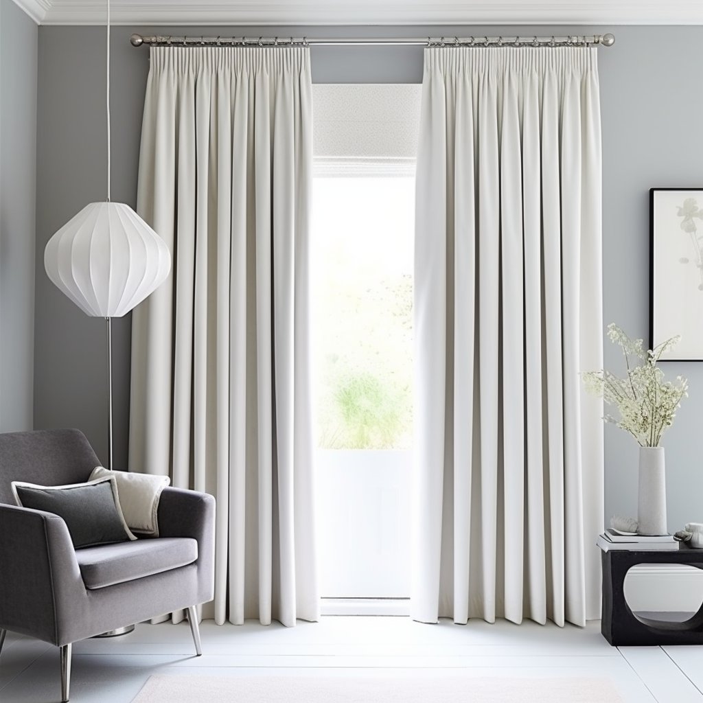 Velvet Pencil Pleat Curtain Panel - Custom Width and Length Info, Color: Off-White