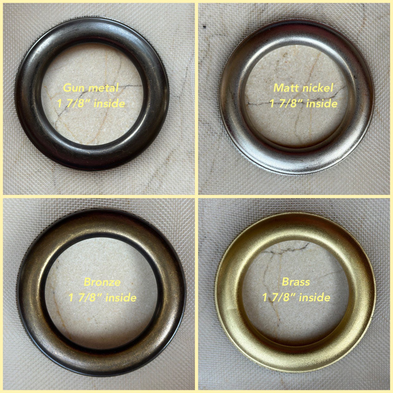 @Grommets Color: Gun Metal/Metal, Grommets Color: Matt Nickel/Metal, Grommets Color: Bronze/Metal, Grommets Color: Brass/Metal