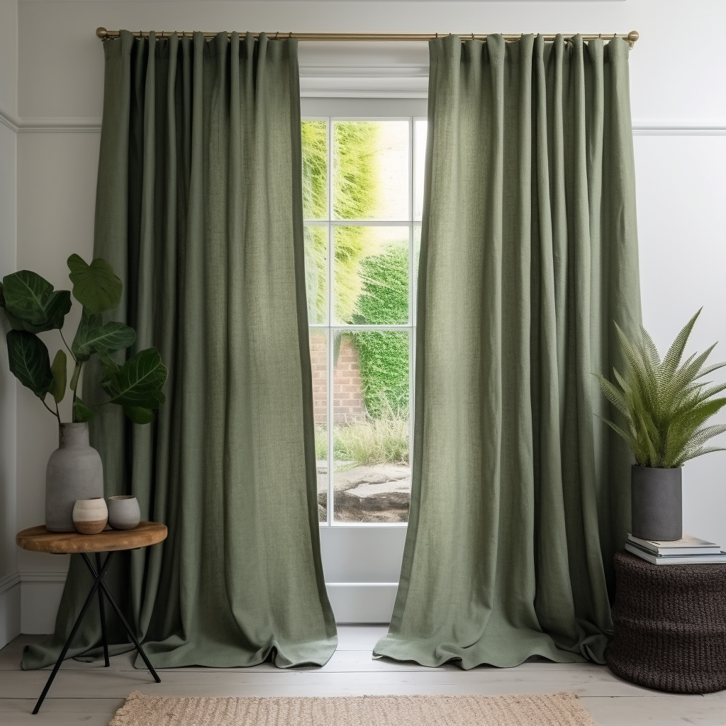 Sage Green S-fold Linen Curtain Panel