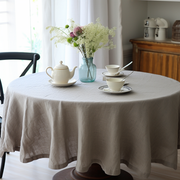 Round Linen Tablecloth, color: Natural