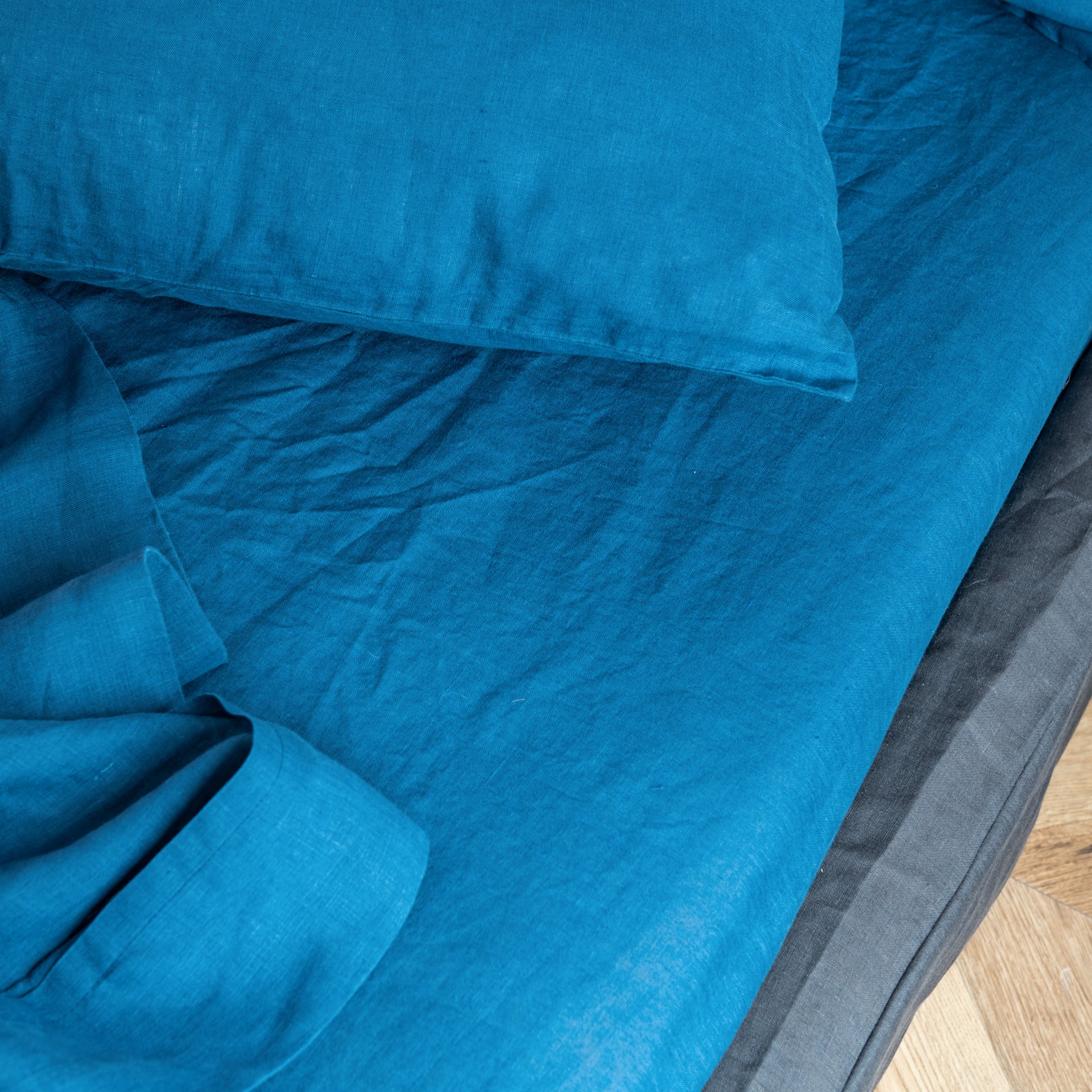 Blue Linen Pillowcase