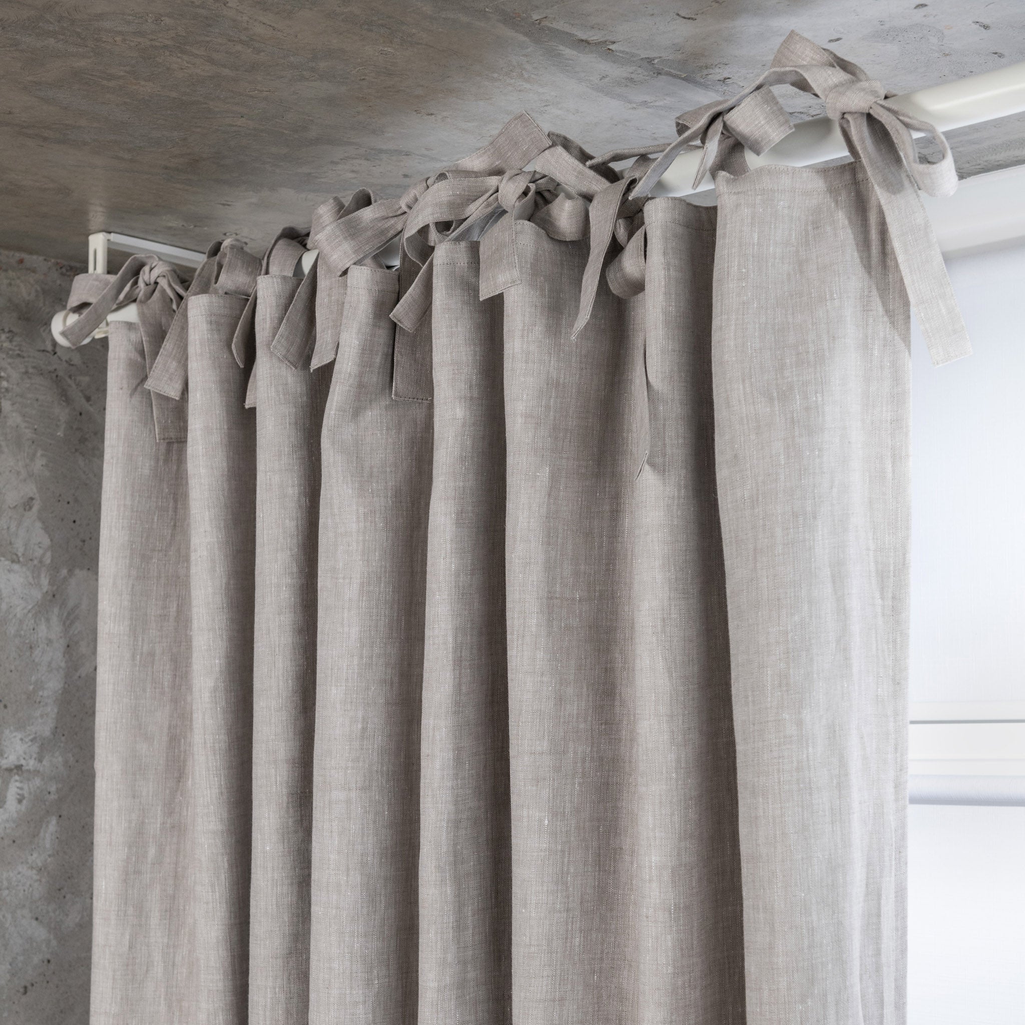 Tie top store curtains