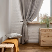 Soundproof Linen Curtains With Back Tabs or Heading for Ceiling Track, Color: Natural