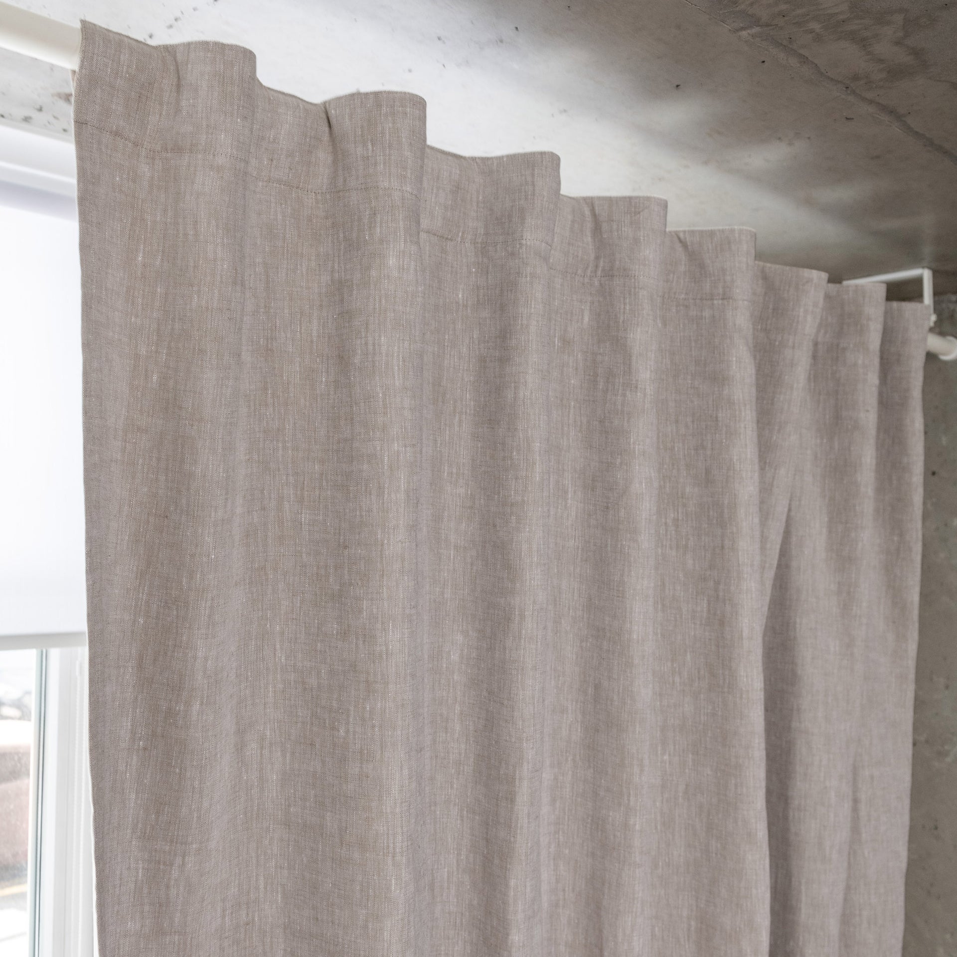 Linen Back Tabs Curtains with Blackout Lining