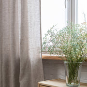 Linen Tab Top Curtain Panel - 124, 138 or 250 cm Width, Custom Length - Natural Linen Oatmeal/White/Grey Colours