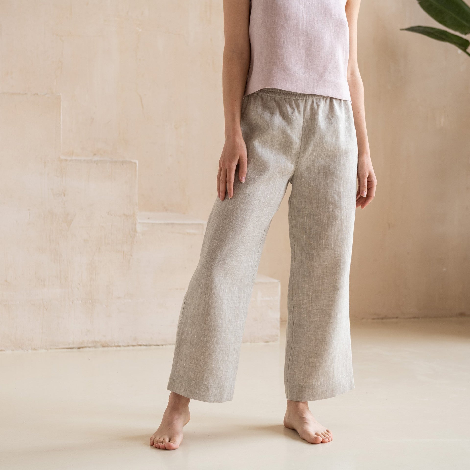 Kimono-Inspired Wide-leg Linen Pants with an Elastic Waistband – 3HLinen  Australia