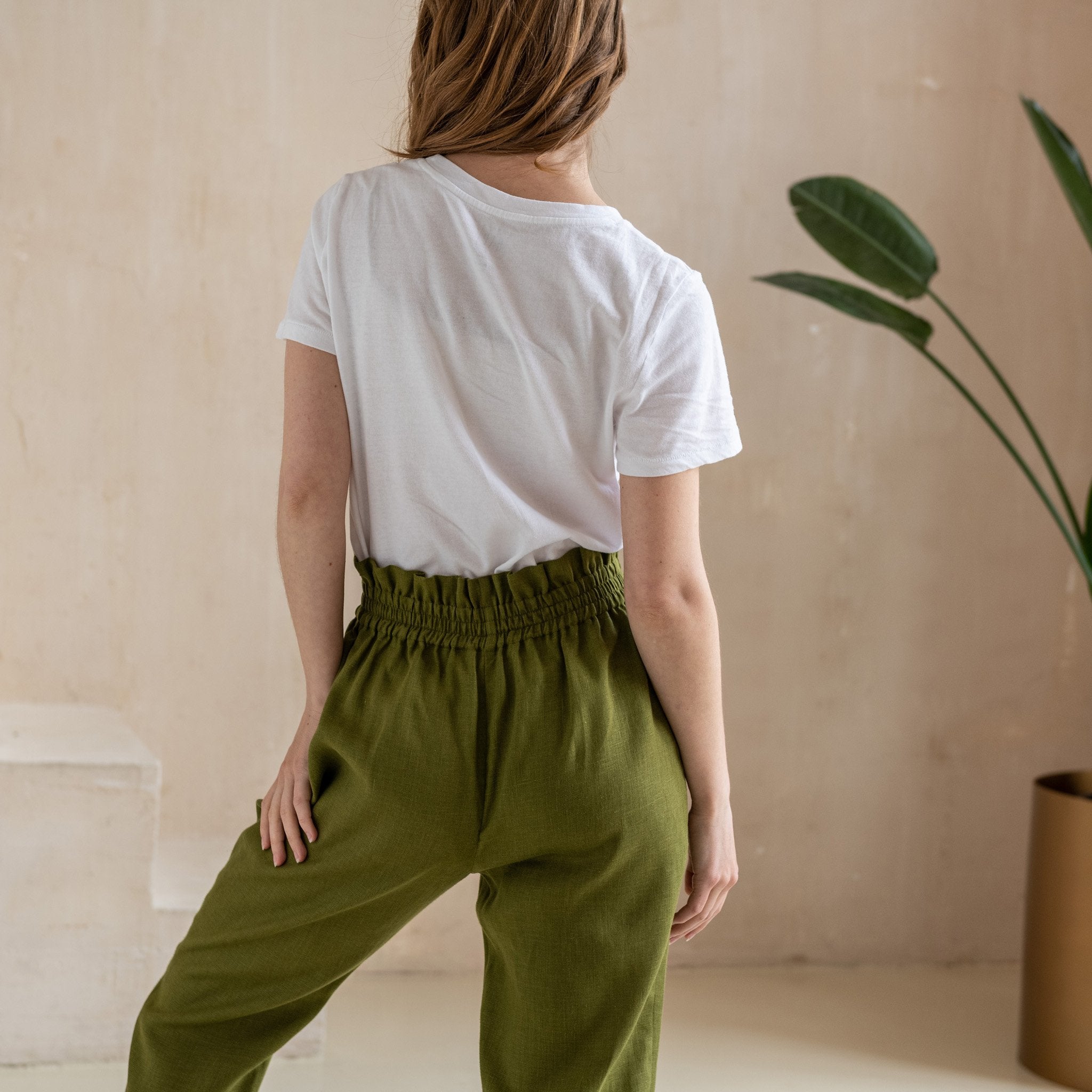 High waisted linen on sale pants urban outfitters