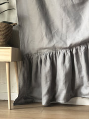 Ruffled Linen Curtain Panel - Natural Flax Linen with Cotton Lining - Solid Room Darkening Panel - Pole Pocket or Heading for Ceiling Track