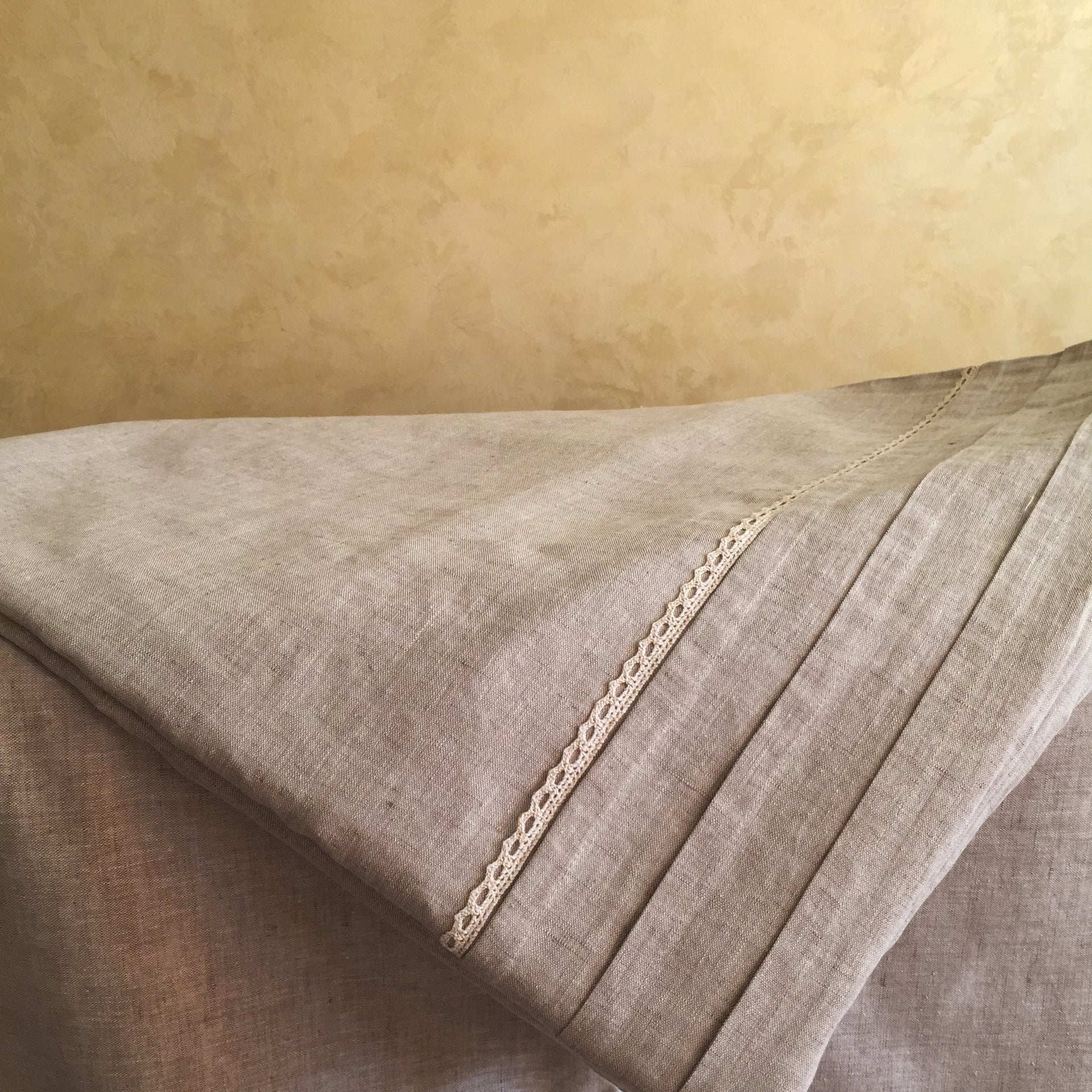 Linen Duvet Cover with Pleats 